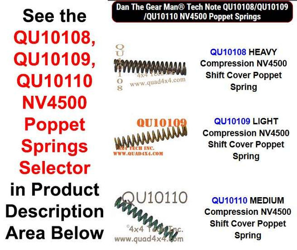 QU10108, QU10109, QU10110 NV4500 Poppet Springs Selector Torque King 4x4