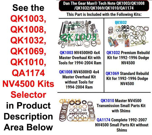 QK1003, QK1008, QK1032, QK1069, QK1010, QA1174 NV4500 Kits Selector Torque King 4x4
