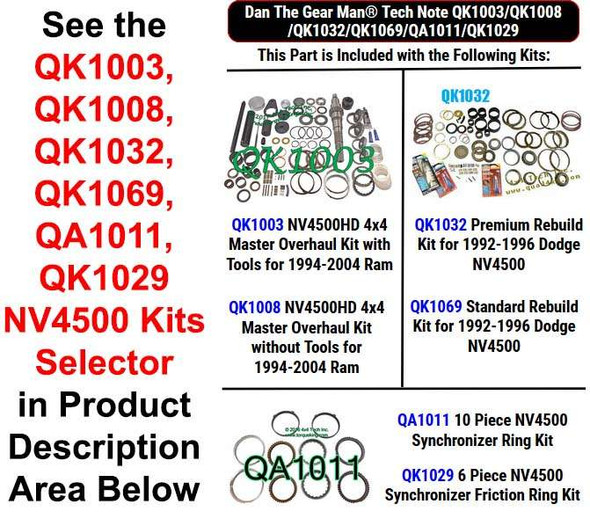 QK1003, QK1008, QK1032, QK1069, QA1011, QK1029 NV4500 Kits Selector Torque King 4x4