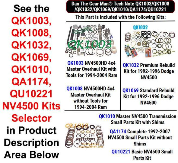QK1003, QK1008, QK1032, QK1069, QK1010, QA1174, QU10221 NV4500 Kits Selector Torque King 4x4