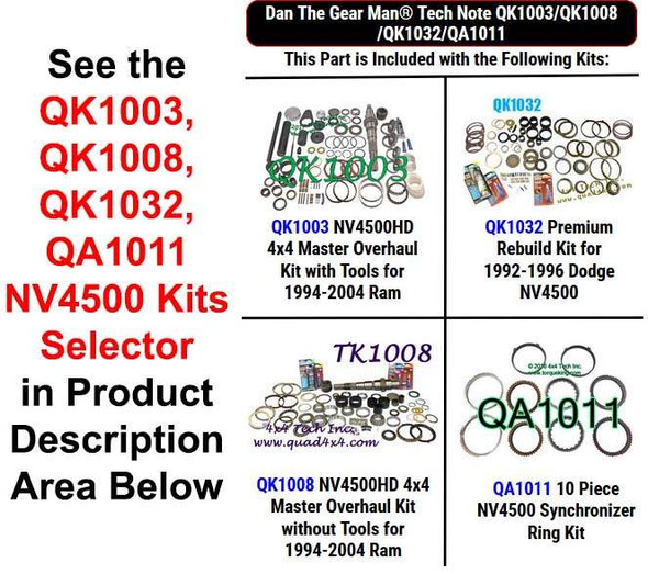 QK1003, QK1008, QK1032, QA1011 NV4500 Kits Selector Torque King 4x4