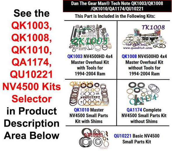 QK1003, QK1008, QK1010, QA1174, QU10221 NV4500 Kits Selector Torque King 4x4