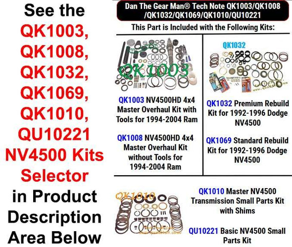 QK1003, QK1008, QK1032, QK1069, QK1010, QU10221 NV4500 Kits Selector Torque King 4x4