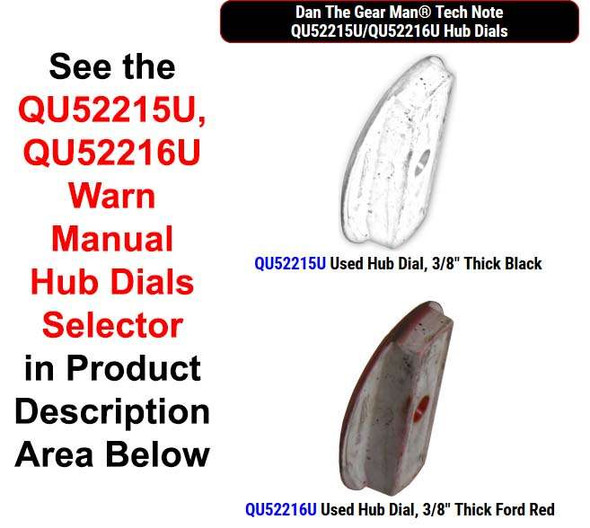 QU52215U, QU52216U 3/8" Thick Manual Hub Dials Selector Torque King 4x4
