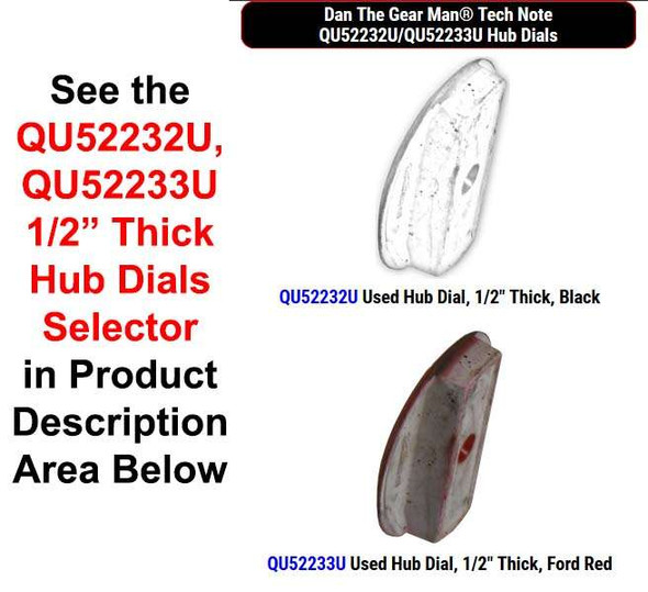 QU52232U, QU52233U 1/2" Thick Hub Dials Selector Torque King 4x4