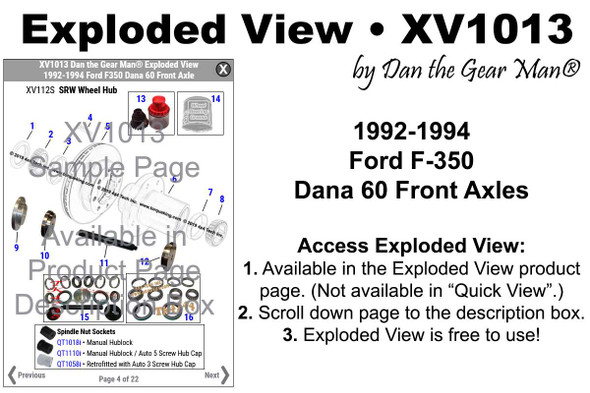 XV1013 Exploded View 1992-1994 Ford F350 Dana 60 Front Axle Torque King 4x4