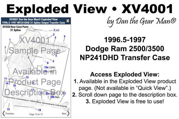XV4001 1996.5-1997 Dodge NP241DHD Transfer Case Exploded View Torque King 4x4
