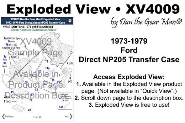 XV4009 1973-1979 Ford Direct Mount NP205 Transfer Case Exploded View Torque King 4x4