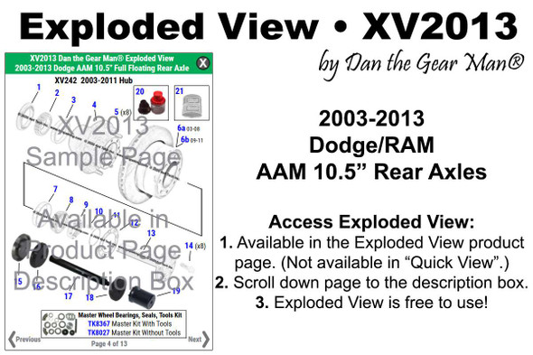 XV2013 2003-2013 Ram 2500 AAM 1050 10.5" Rear Axle Exploded View Torque King 4x4