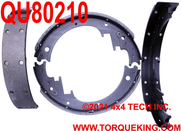 QU80210 Front Brake Shoes for 12-1/8" x 2" Brakes Torque King 4x4