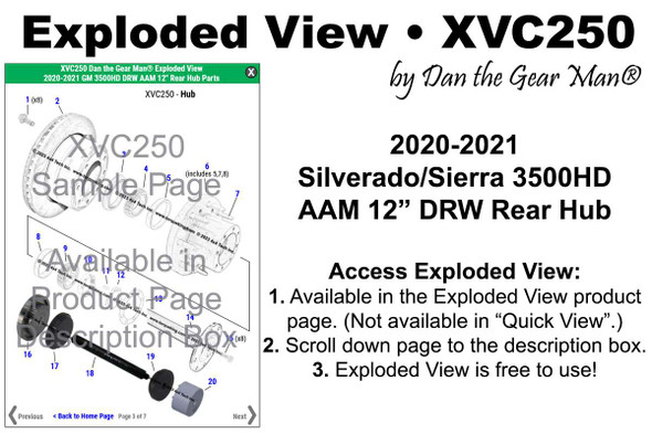 XVC250 2020-2021 GM 3500HD DRW Hub AAM 12" Diesel Exploded View Torque King 4x4