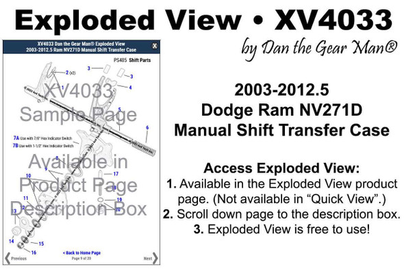 XV4033 NV271D Transfer Case Exploded View for 2003-2012.5 Dodge Ram Torque King 4x4