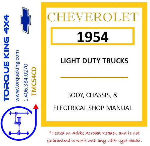 TMC54CD 1954 Chevy and GMC Truck Factory Service Manual on CD Torque King 4x4