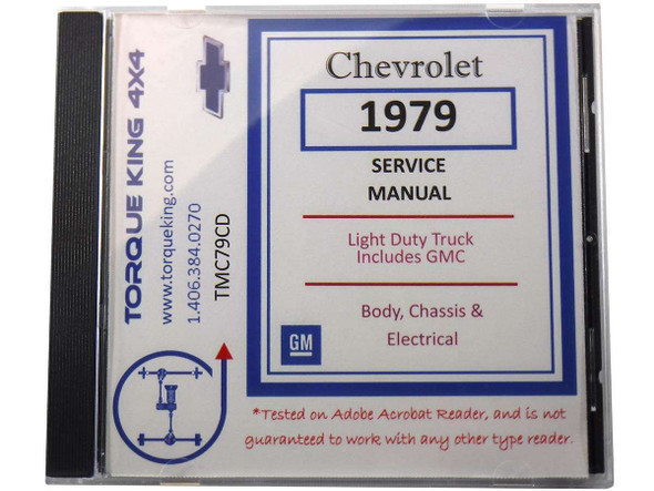 TMC79CD 1979 Chevy and GMC Factory C/K Truck Repair Manual on CD Torque King 4x4