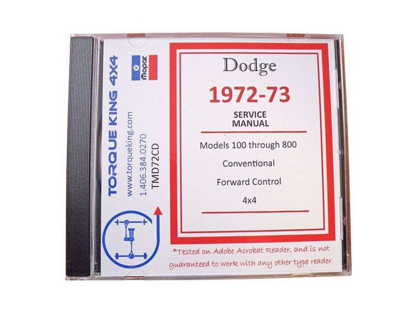 TMD72CD 1972-1973 Dodge Factory Service Manuals on CD Torque King 4x4