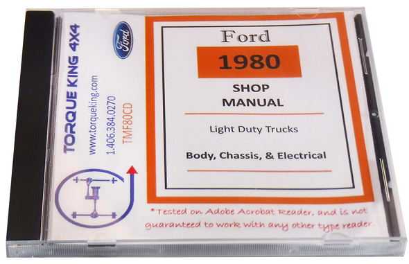 TMF80CD 1980 Ford Factory Shop Manual on CD for F150-F350 Torque King 4x4