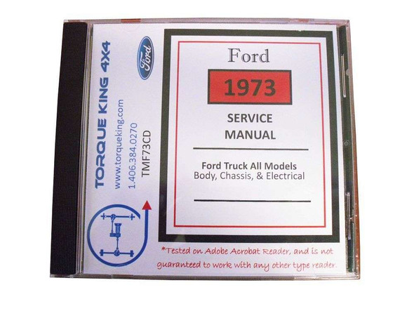 TMF73CD 1973 Ford Factory Shop Manual on CD for Truck Torque King 4x4