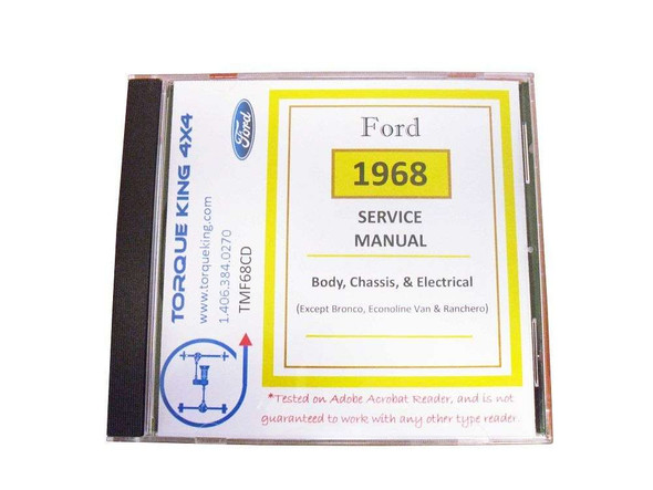 TMF68CD 1968 Ford Factory Shop Manual on CD for Truck Torque King 4x4