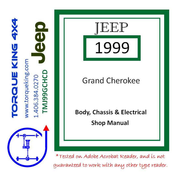TMJ99GCHCD 1999 Jeep Grand Cherokee Factory Service Manual on CD Torque King 4x4