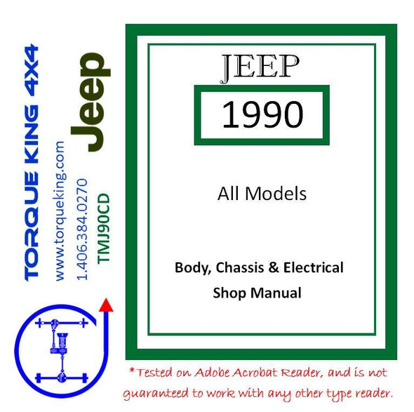 TMJ90CD 1990 Jeep All Models Factory Service Manual on CD Torque King 4x4