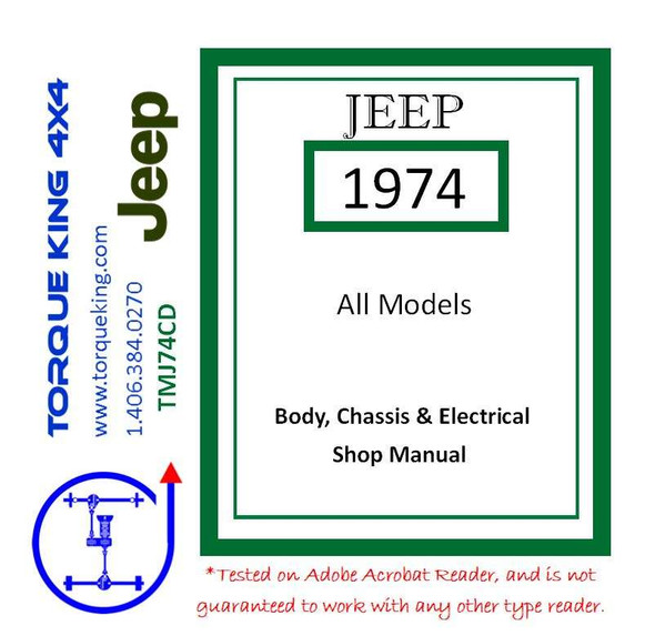 TMJ74CD 1974 Jeep All Models Factory Service Manual on CD Torque King 4x4