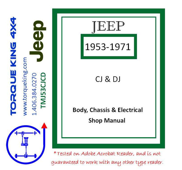 TMJ53CJCD 1953-1971 Jeep CJ and DJ Factory Service Manual on CD Torque King 4x4