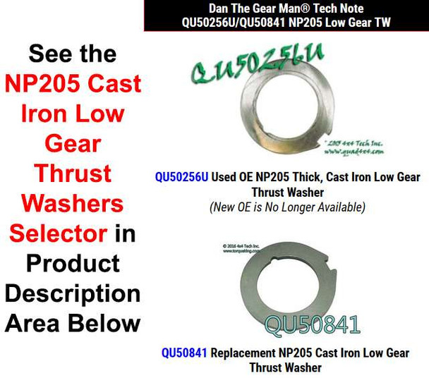 QU50256U/QU50841 NP205 Cast Iron Low Gear Thrust Washers Selector Torque King 4x4