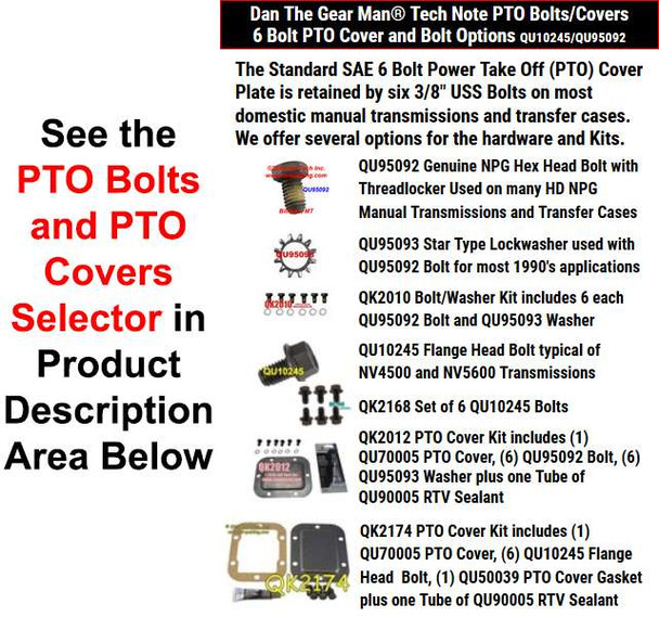 PS1000 PTO Bolts/Cover Selector Torque King 4x4