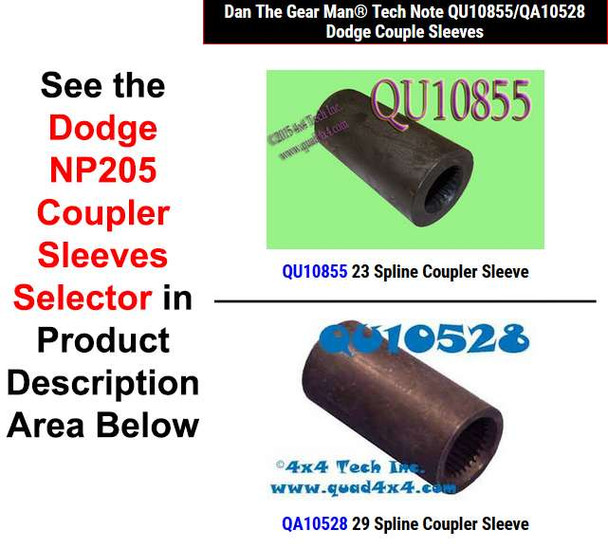 QU10855/QA10528 Dodge Coupler Sleeves Torque King 4x4