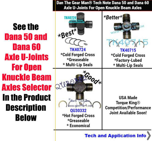Dana 50 and Dana 60 Axle U-Joint Selector Torque King 4x4