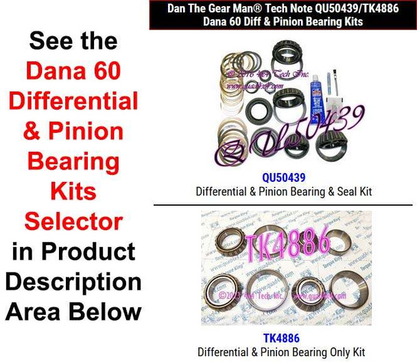 QU50439/TK4866 Dana 60 Differential & Pinion Bearing Kits Selector Torque King 4x4