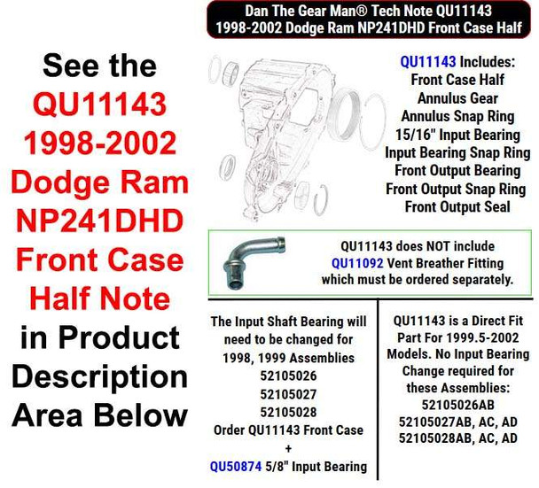 QU11143 1998-2002 NP241DHD Front Case Half Note Torque King 4x4