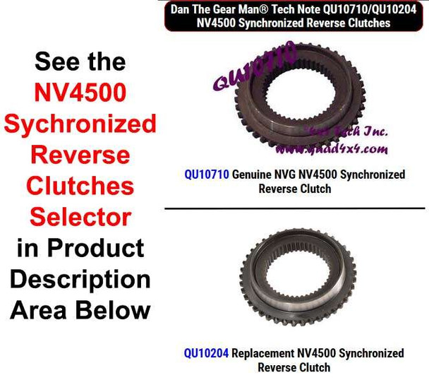 QU10710, QU10204 NV4500 Synchronized Reverse Clutches Selector Torque King 4x4