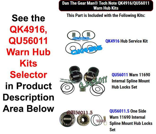 QK4916/QU56011 Warn Hub Kits Selector Torque King 4x4