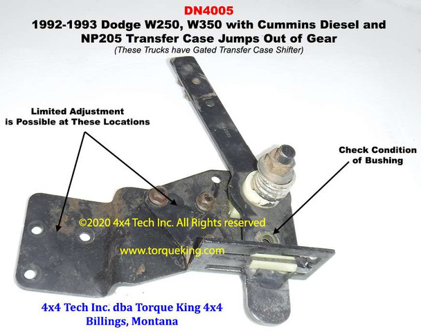 FAQ4005 1992-1993 Dodge NP205 Transfer Case Jumps Out of Gear Torque King 4x4