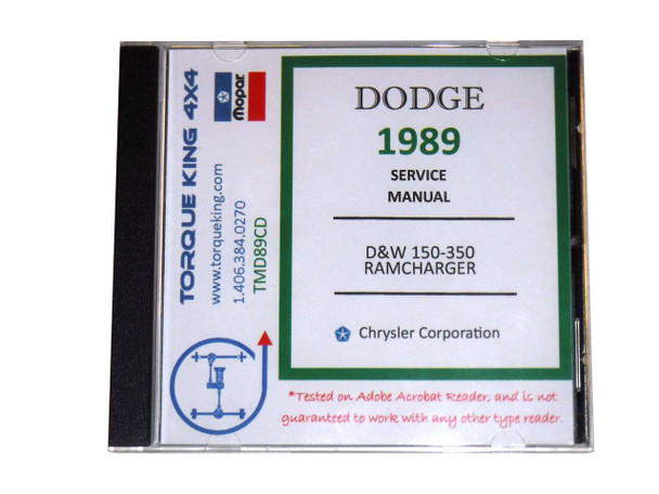 TMD89CD 1989 Complete Dodge Factory Service Manuals on CD Torque King 4x4