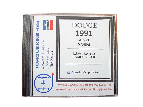 TMD91CD 1991 Complete Dodge Factory Service Manuals on CD Torque King 4x4