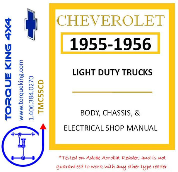 TMC55CD 1955-1956 Chevy and GMC Truck Factory Service Manual on CD Torque King 4x4