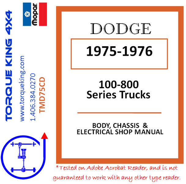 TMD75CD 1975-1976 Complete Dodge Factory Service Manual on CD Torque King 4x4