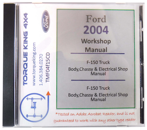 TMF04F15CD 2004 Ford Factory Shop Manual on CD for F150 Torque King 4x4