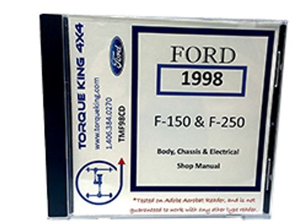TMF98F15CD 1998 Ford Factory Shop Manual on CD for F150-F250 Torque King 4x4