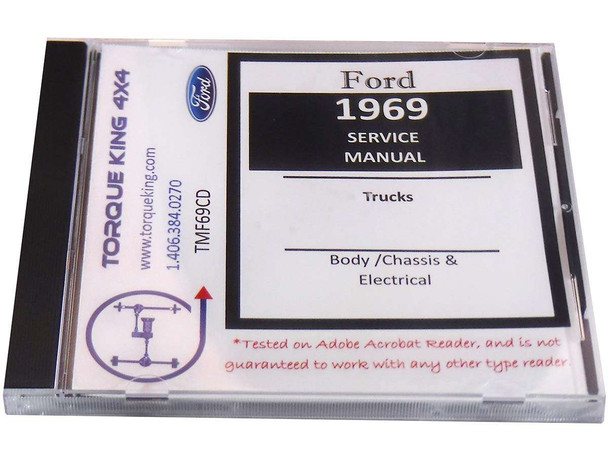 TMF69CD 1969 Ford Factory Shop Manual on CD for Truck Torque King 4x4