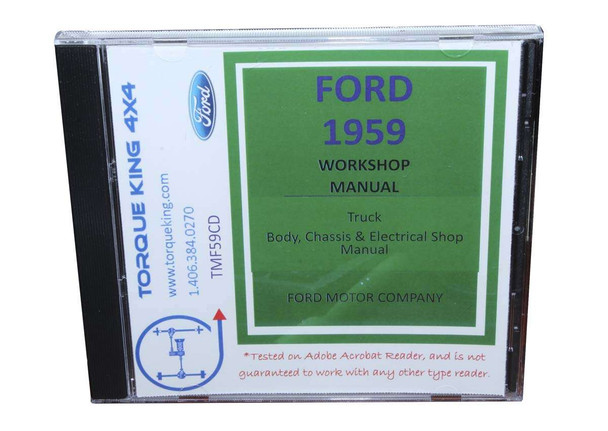 TMF59CD 1959 Ford Complete Factory Shop Manual on CD for Truck Torque King 4x4