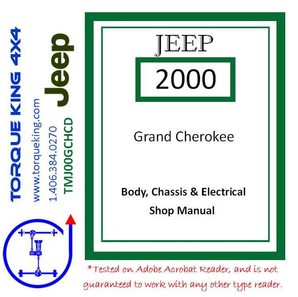 TMJ00GCHCD 2000 Jeep Grand Cherokee Factory Service Manual on CD Torque King 4x4