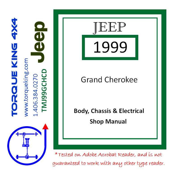 TMJ99GCHCD 1999 Jeep Grand Cherokee Factory Service Manual on CD Torque King 4x4