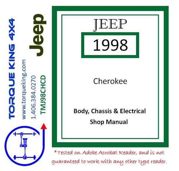 TMJ98CHCD 1998 Jeep Cherokee Factory Service Manual on CD Torque King 4x4