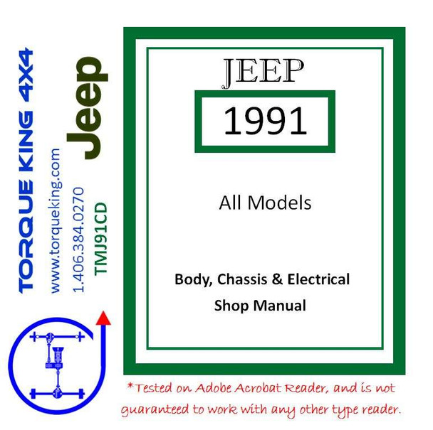 TMJ91CD 1991 Jeep All Models Factory Service Manual on CD Torque King 4x4