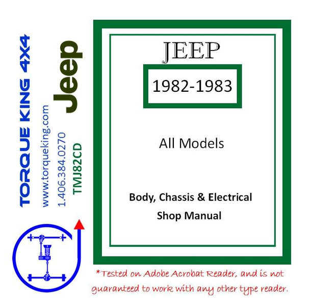 TMJ82CD 1982-1983 Jeep All Models Factory Service Manual on CD Torque King 4x4