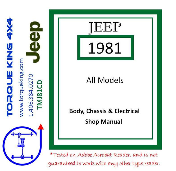 TMJ81CD 1981 Jeep All Models Factory Service Manual on CD Torque King 4x4