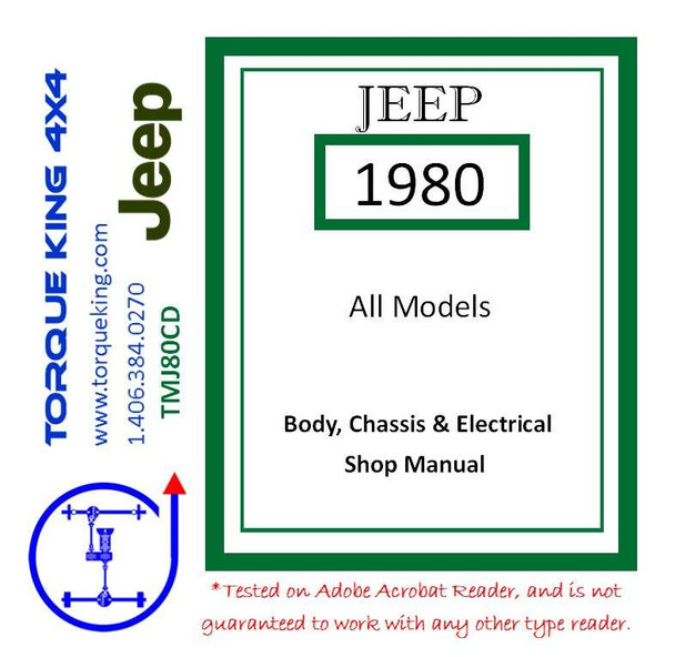 TMJ80CD 1980 Jeep All Models Factory Service Manual on CD Torque King 4x4